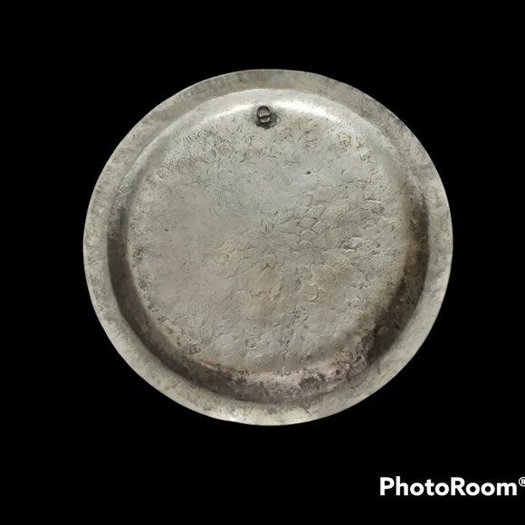 Antique Silver Toned Aluminum Moroccan Tea Tray Wall Hanging - Picture 3 of 5